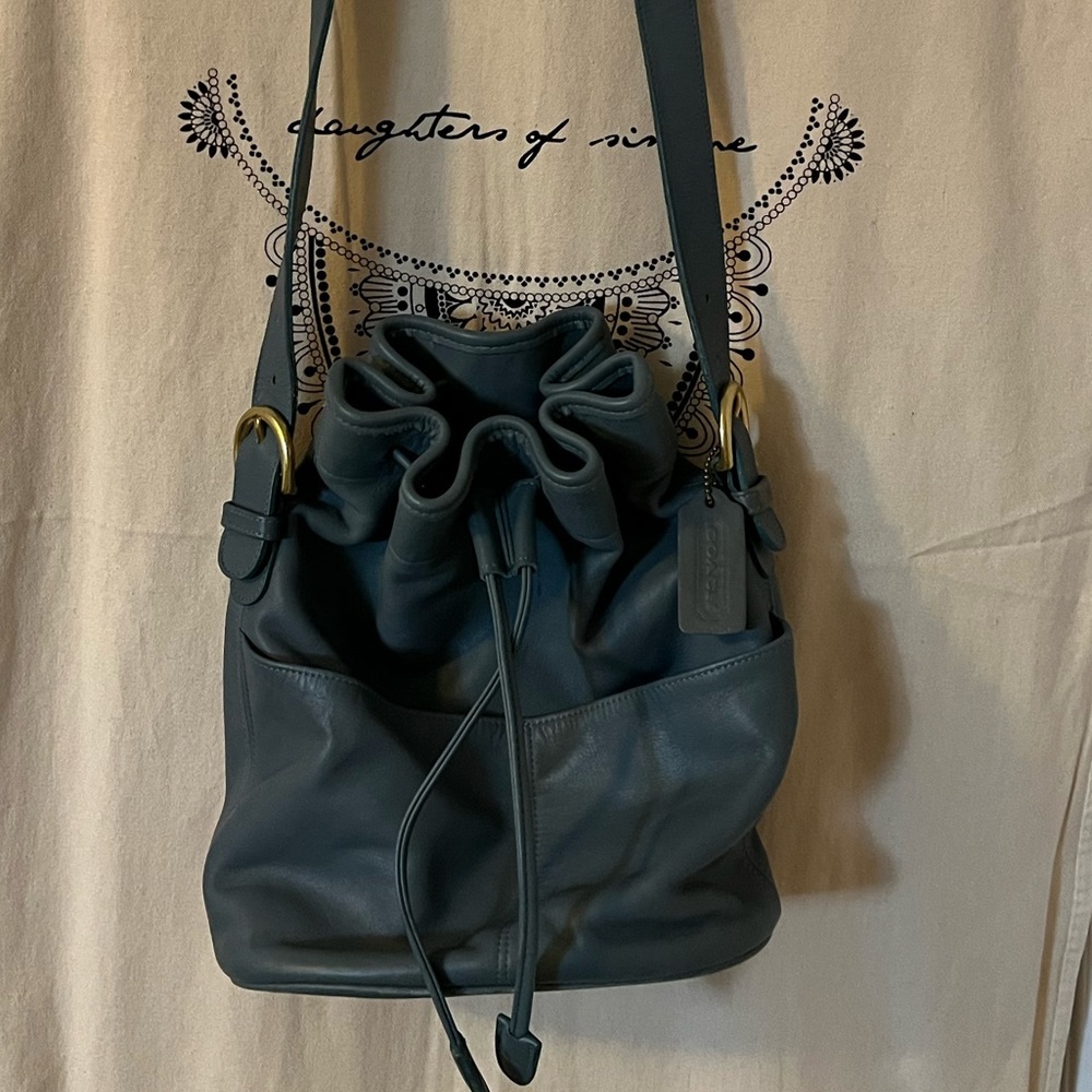 Rare vintage coach draw string bucket bag